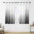 Produktbild: MRTREES Voile Gardinen Farbverlauf Transparent Vorhang Kurz Tüllvorhang mit Ösen in Schwarz Weiß Verlauf 160×140cm (H×B) Modern für Kinderzimmer Wohnzimmer Schlafzimmer 2er-Set