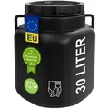 Produktbild: plasteo® 30 Liter Weithalsfass mit Deckel und Griffen Eckig Schwarz, Lebensmittelecht BPA-Frei, Futtertonne Kunststofffass Universalfass Deckelfass - Schwarz
