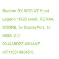 Produktbild: Radeon RX 9070 XT Steel Legend 16GB (weiß, RDNA4, GDDR6, 3x DisplayPort, 1x HDMI
