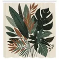 Produktbild: Abakuhaus Duschvorhang Moderner Digitaldruck mit 12 Haken auf Stoff Wasser Resistent Breite 175 cm, Höhe 200 cm, Monstera Tropische Abstrakte Boho Kunst grün 175 cm x 200 cm