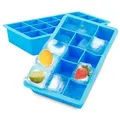 Produktbild: Intirilife 1x Eiswürfelform/Silikonform in BLAU – Eiswürfel Silikonform mit 15 Fächern à 3 x 3 x 3 cm für große Eiswürfel – BPA Freier Flex