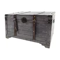 Produktbild: Truhe Schatztruhe KUBA  Holz  grau  Metall- Kunstlederapplikationen 80x45x50 cm