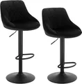 Produktbild: WOLTU Barhocker 2er Set, Barstuhl, Gute gepolsterte Sitzfläche aus Samt, Höhenverstellbar, 360° Drehbar, Schwarz