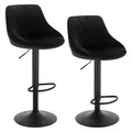 Produktbild: WOLTU Barhocker 2er Set, Barstuhl Höhenverstellbar, Samtsitz, Schwarz