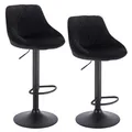 Produktbild: Barhocker Barstuhl höhenverstellbar mit Rückenlehne aus Samt Schwarz BH219sz-2