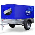 Produktbild: Anhängerplane - 2 Reißverschlüsse, 20 Ösen, 2075 x 1150 x 900 mm, 750g/m², wasserdicht, Farbwahl - Hochplane, Abdeckplane, Abdeckung, Gewebeplane, Plane für PKW Anhänger, Autoanhänger