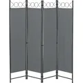 Produktbild: Raumteiler Saragossa 4-teilig 160x171 cm Paravent Trennwand 4-tlg. Sichtschutz Stellwand Spanische Wand Dunkelgrau - Dunkelgrau