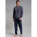 Produktbild: GÖTZBURG Pyjama Manhattan (2 tlg) Langarm, V-Ausschnitt, lange Hose, V-Ausschnitt, Baumwolle blau XXL (56)