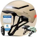 Produktbild: MIVELO Fahrradhelm Damen Herren Erwachsene mit Licht inkl. Helmschloss, NTA Zertifiziert bis 45km/h, Helm geeignet für E-Bike & S-Pedelec, Radhelm Ultraleicht & sicher, Unisex (Beige, M (54-58cm))