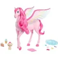 Produktbild: Barbie Ein Verborgener Zauber Rosa Pegasus mit Hündchen, Spielfigur geflügeltes Spielzeugpferd mit Lichtern und Geräuschen