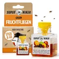 Produktbild: Super Ninja Fruchtfliegenfalle für Innenbereich – 2er-Pack, Wirksame Obstfliegenfalle für Haushalt und Küche, bis zu 3 Wochen Leistung pro Flasche, Kinder-und haustierfreundlich