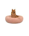 Produktbild: lionto Donutbett für Hunde und Katzen, Flauschiges Hundebett rund für kleine und große Heimtiere, Ø 60 cm, weiches Katzenbett aus kuscheligem Plüsch, Hundekissen mit extra Dicker Füllung, rosa