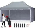 Produktbild: ABCCANOPY 3x6m Pavillon wasserdicht Pop-Up Gartenpavillon Festival Sonnenschutz mit 4 Seitenteilen+Handtasche,Grau
