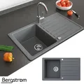 Produktbild: Granit Spüle Küchenspüle Einbauspüle Spülbecken 765x460mm Grau Bergström