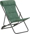Produktbild: Dehner Campingstuhl Ibiza, klappbar, inkl. Kopfpolster, 87 x 62 x 76 cm, Stahl/Textilene/Polyester, dunkelgrün mit Blattmotiv