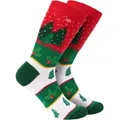 Produktbild: BRUBAKER Socken Weihnachtssocken für Damen und Herren - Weihnachtsbaum Muster Rot/Grün (Weihnachtsmotiv, 3-Paar, Lustige Freizeitsocken) Baumwolle Socken Weihnachten - Unisex Baumwollsocken bunt|grün|rot 35-40