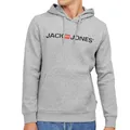 Produktbild: Herren Jack & Jones Corp Logo Sweat Hood Kapuzen Sweatshirt Basic Jumper Reg Fit, Farben:Grau, Größe Pullover:XL
