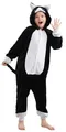 Produktbild: corimori Katzen-Kostüm Kinder Tierkostüme Onesie Karneval Fasching Jungen Mädchen 23 Katze schwarz weiß,128-134