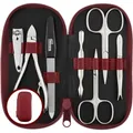 Produktbild: marQus Solingen Maniküre Set Herren und Damen 7 Teile mit Nagelzange - Made in Germany für Hand- und Fußpflege - Echt Leder Etui handlich und weich