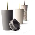 Produktbild: Thermobecher mit Strohhalm 470 ml, Trinkbecher mit Deckel und Strohhalm aus E...
