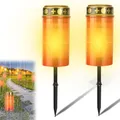 Produktbild: Vaileal 2 Stück Grablicht: Grablicht Solar, Grableuchte Solar, Wasserdichtes Outdoor Friedhofskerze Solarbetrieben mit Lichtsensor, Grabkerze mit Erdspieß, Kerzen Outdoor, 7 x12 cm