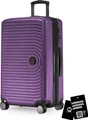 Produktbild: Mitte - mittelgroßer Koffer + digitaler Namensschild, erweiterbarer Reisekoffer Check-In Gepäck Rollkoffer 90L Gurtmaß 158 cm Doppelrollen Trolley TSA,Aubergine