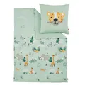 Produktbild: s.Oliver Kinderbettwäsche Tiere 100x135 cm - 100% Baumwolle, praktischer Reißverschluss & maschinenwaschbar, Bettwäsche für Kinder 2tlg. Zootiere hellgrün
