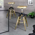 Produktbild: riess-ambiente Höhenverstellbarer Barhocker INDUSTRIAL gold schwarz Metall rund drehbar Industrial Design Barstuhl Tresenhocker