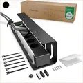 Produktbild: UNITURE® Kabelkanal Schreibtisch [DEKRA Zertifiziert] - 1er Set Kabelmanagement - 40cm lang Kabelhalter - Kabelführung - Cable Management Under Desk - Schwarz