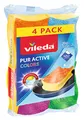 Produktbild: Vileda PurActive Colors Reinigungsschwämme, entfernen selbst hartnäckigsten Schmutz ohne zu Verkratzen, empfohlen für Teflon-beschichtete Oberflächen, leicht ausspülbar, mehrfarbig, 4er Pack
