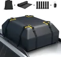 Produktbild: COSTWAY 400L Dachbox für Auto, Dachkoffer wasserdicht mit 6 Türhaken, Zahlenschloss, Rutschfester Matte & Tragetasche, Faltbare Dachtasche Gepäckbox für Autos, Vans, SUVs (Schwarz, 400L)