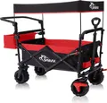 Produktbild: SAMAX Faltbarer Bollerwagen Offroad mit Dach - Schwarz / Rot