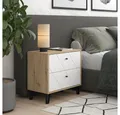 Produktbild: Vicco Nachtschrank Nizza, Artisan/Weiß/Weiß, 66 x 60.2 cm mit 2 Schubladen (1-St)