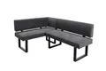 Produktbild: byLIVING Eckbank Vancouver/Webstoff anthrazit/Metall Gestell schwarz pulverbeschichtet/Taschenfederkern/Langer Schenkel rechts/Küchenbank/Sitzbank/ 125 x 181,5, H 86 cm