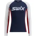 Produktbild: Swix Racex Herren Baselayer, klassisch, leicht, schnelltrocknend, Stretch, schmale Passform, langärmelig, Dark Navy/Bright White, XL