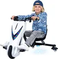 Produktbild: Actionbikes Motors Kinder Elektro Driftscooter | 𝟐𝟓𝟎 Watt Motor - Drift Cart 360°- 3 Geschwindigkeitsstufen - LED-Beleuchtung - Sitz verstellbar - Bluetooth - Drift Kart - Drift Auto (Weiß Matt)
