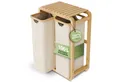 Produktbild: AMBIAVO Wäschekorb 2 Fächer mit waschbaren Baumwollsäcken, 100 L Volumen, stabiler 3x3 cm Bambusrahmen, innovatives Design