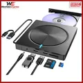 Produktbild: Externes CD DVD Laufwerk USB 3.0 Typ-C mit SD/TF-Kartenleser 2 USB-A Anschlüsse