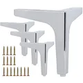 Produktbild: La Vane 4er Set Metall Möbelfüße (10cm Höhe) Silber - Diamant-Dreieck Design für Schrank, Sofa, Couch & Regal | Stabile Ersatzbeine mit Schrauben | Einfache DIY Montage