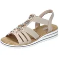 Produktbild: Rieker Riemchensandale Sommerschuh, Sandalette, Keilabsatz, mit sommerlicher Verzierung beige 38 EU
