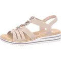 Produktbild: Rieker Damen Sandale mit T-Riemen und maritimem Dekor mit Muscheln V0649, Größe:38 EU, Farbe:Beige - Beige - 38