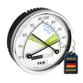 Produktbild: TFA Dostmann Analoges Thermometer Hygrometer mit Metallring, 45.2024, Luftfeuchtigkeitsmessgerät, mit Komfortzonen, deutsches Familienunternehmen, Temperatur innen, mehrfarbig
