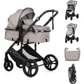 Produktbild: Chipolino Kinderwagen 2 in 1 Amore Getränkehalter Wickeltasche Fußabdeckung Korb braun - Braun/Schwarz