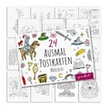 Produktbild: younikat Märchen Postkarten zum Ausmalen 24 Stk. I DIN A6 I Kinder Erwachsene I zum Selbstgestalten I Fairytale Ritter I dv1548