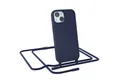 Produktbild: EAZY CASE Handykette Runde Kette für Apple iPhone 15 6,1 Zoll, Handytasche durchsichtige Silikon Hülle mit breitem Umhängeband Blau