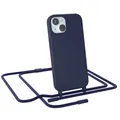 Produktbild: Handyband für Apple iPhone 15 Silikon Handykette Schnur Hülle mit Kette Blau