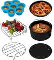 Produktbild: COSORI Heißluftfritteuse Zubehör, Sechsteiliges Zubehörset für 5,5L Fritteusen Air Fyer aller Marken, Backform, Pizza Pan, Grillrost, Dämpfen Rack, Silikonmatte, Muffinform