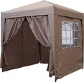 Produktbild: Pop-Up-Pavillon 2 x 2 m Graubeige mit 4 Easy-Klett Seitenwänden mit 2 Reißverschlüssen