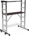 Produktbild: VOUNOT® Alu Leitergerüst 3 in 1, Arbeitsbühne bis 150KG Belastbar, 2x6 Sprossen