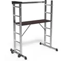 Produktbild: Alu Leitergerüst 3 In 1, Arbeitsbühne Bis 150kg Belastbar, 2x6 Sprossen - Vounot